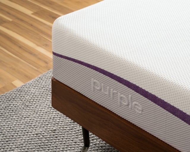 The corner of a PurplePlus Mattress.