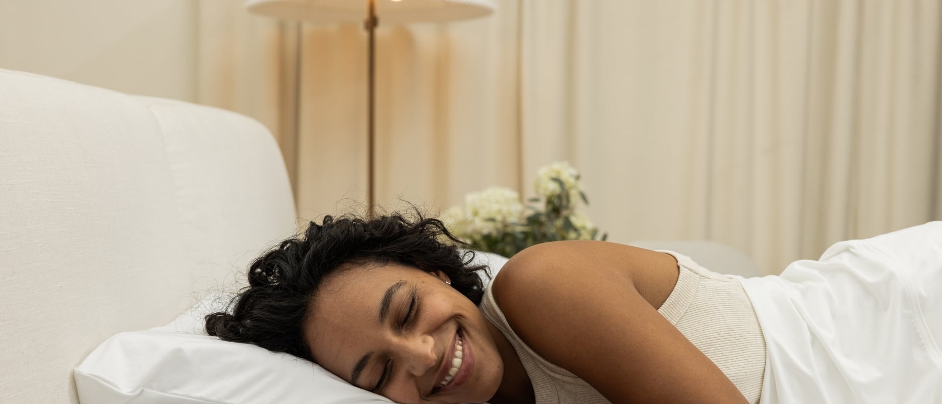 Woman sleeping on pillow