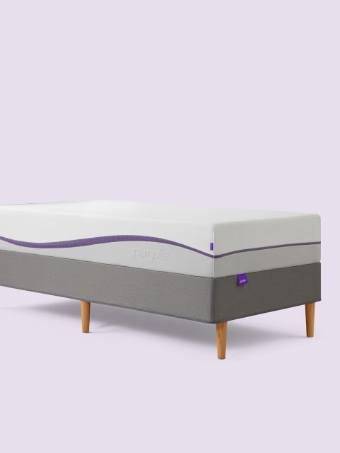 Upholstered platform twin size with PurplePlus mattress